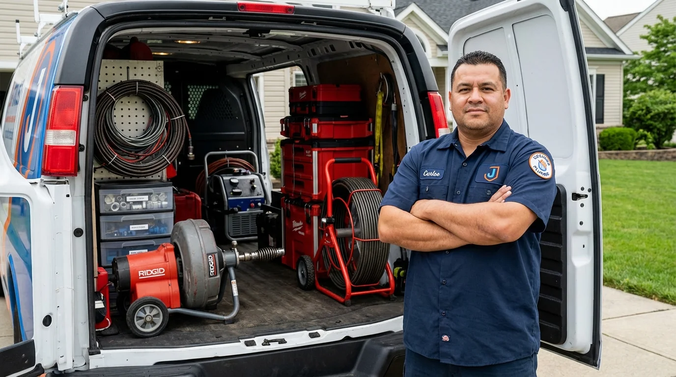 Professional drain cleaning equipment and Johns Plumbing LLC plumber in Carriere