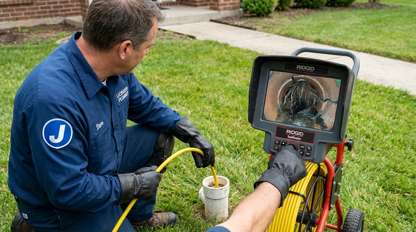 Sewer camera inspection being performed by Johns Plumbing LLC in Carriere