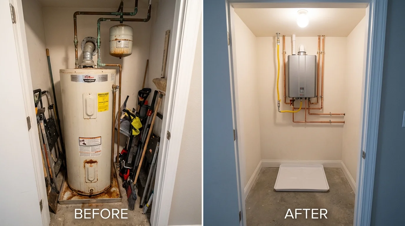 Tank water heater versus wall-mounted tankless unit comparison for Carriere, MS homeowners